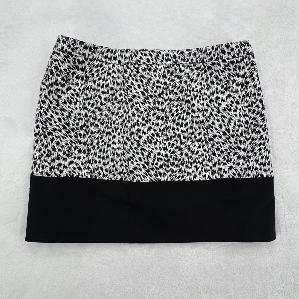 Michael Kors Womens 8P Animal Print Mini Skirt Colorblock Black &‎ White Petite